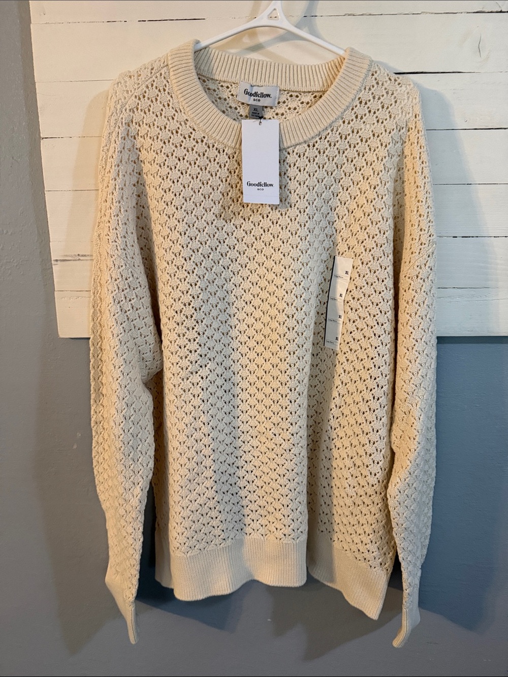 Goodfellow & Co Cream Open-Knit Crewneck Sweater